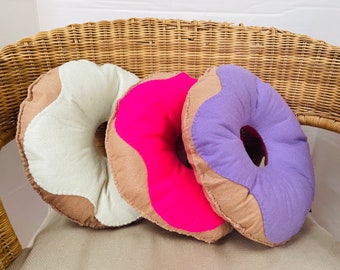 Cojín de donut, peluche de horneado falso, almohada de donut, donut de felpa, divertido cojín de donut, decoración del dormitorio de donut, almohada para los oídos, cojines estampados