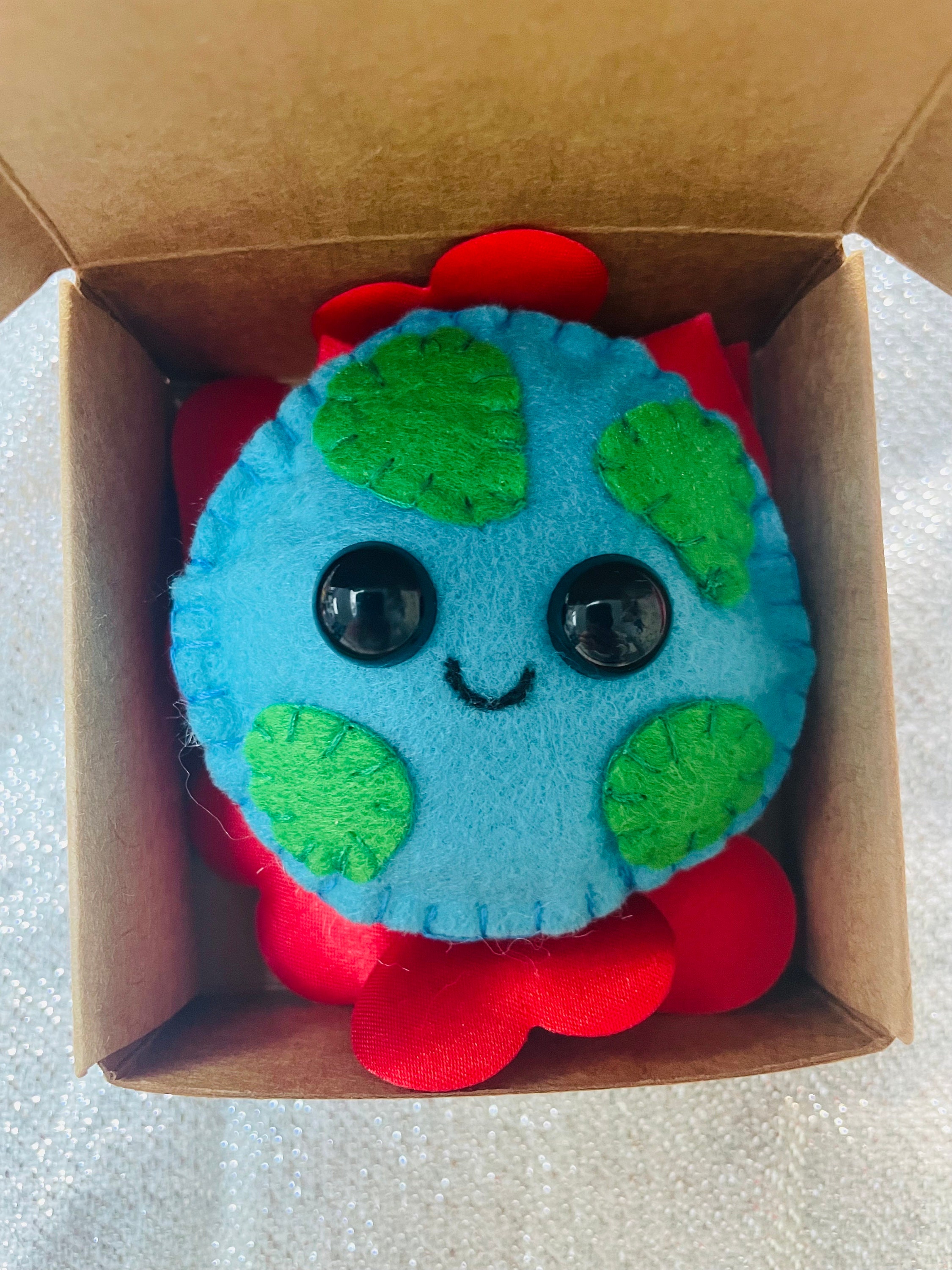 Pocket Plush Earth: Kawaii Felt Planet, Letterbox Gift, Pocket Pal