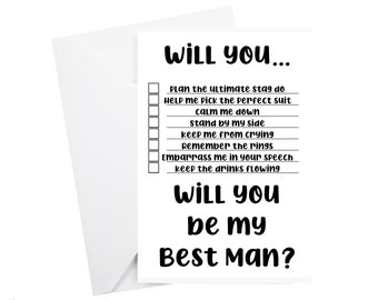 Will you be my Best Man Checklist Card, Best man Proposal card, Best man checklist, Best Man Duties, Best Man Questions, Best man gift
