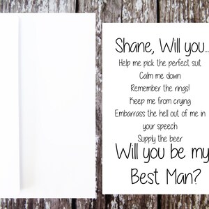 Will you be my Best Man Card, Best Man Proposal, Funny Best Man card, Best Man Ask, Best Man Duties, Best Man Questions, Card for Best Man image 2