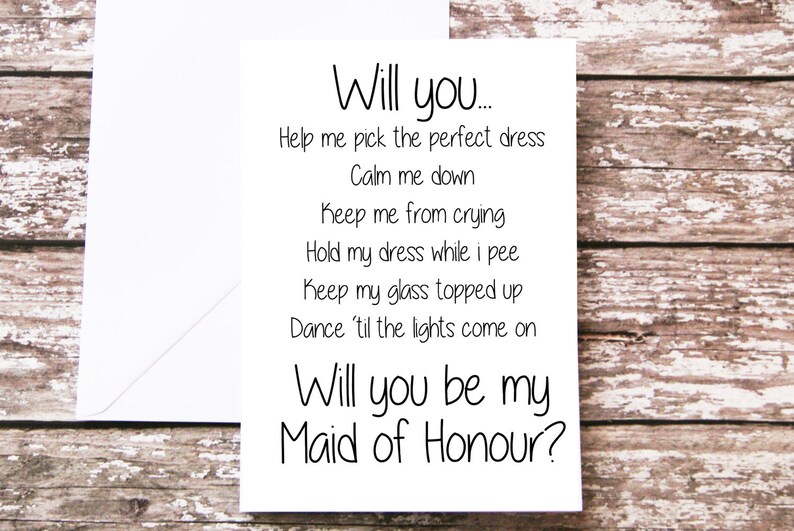 Will you be my Maid of Honour Card, Maid of Honour Proposal, Honour Duties, Funny Wedding Card, Maid of Honour Ask, Maid of Honour Questions image 5