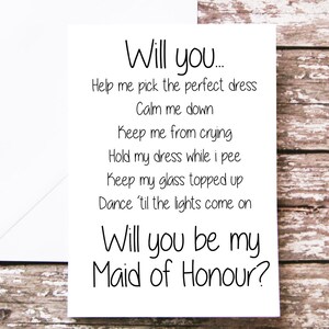 Will you be my Maid of Honour Card, Maid of Honour Proposal, Honour Duties, Funny Wedding Card, Maid of Honour Ask, Maid of Honour Questions image 9