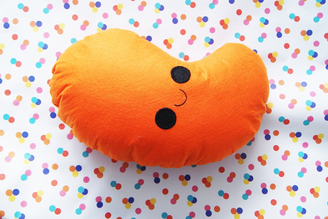 Happy Baked Bean Cushion, Plush Baked Bean, Decorative Baked Bean