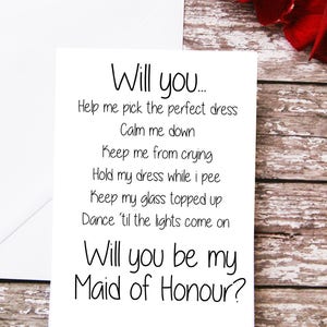 Will you be my Maid of Honour Card, Maid of Honour Proposal, Honour Duties, Funny Wedding Card, Maid of Honour Ask, Maid of Honour Questions image 6