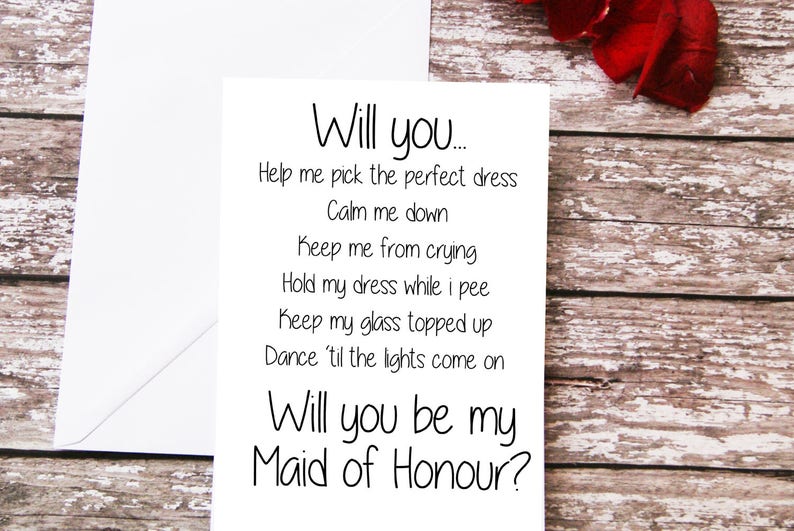 Will you be my Maid of Honour Card, Maid of Honour Proposal, Honour Duties, Funny Wedding Card, Maid of Honour Ask, Maid of Honour Questions image 6