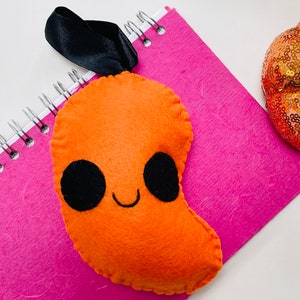 Cute Baked Bean hanging decoratio , Baked Bean Xmas Ornament, Funny Bean, plush bean, Baked Bean gift, kawaii bean, teen gift, novelty gift