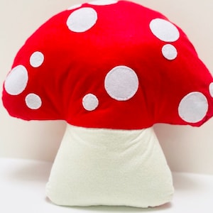 Red Mushroom Cushion, Toadstool cushion, kids room decor, Woodland nursery, Woodland decor, forest nursery, fungi pillow, Mushroom plushie