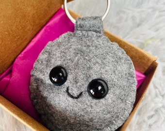 Llavero de luna de felpa, regalo de luna, llavero kawaii, llavero de luna, pequeña luna linda, llavero de luna en una caja, abrazo de bolsillo, regalo de eclipse, a la luna