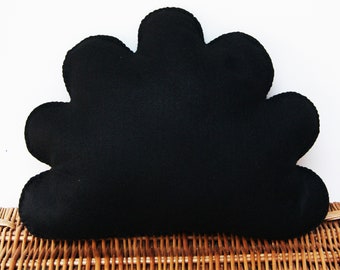 Cojín de nube negra, cojín en forma de nube, cojín negro, nube de felpa, guardería de nubes, decoración de habitaciones para niños, decoración de guardería monocromática