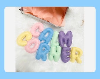 Calm Corner Felt Banner: Rainbow Kids Room Decor - Classroom Decor - Cozy bedroom decor - Pastel nursery - Sensory decor
