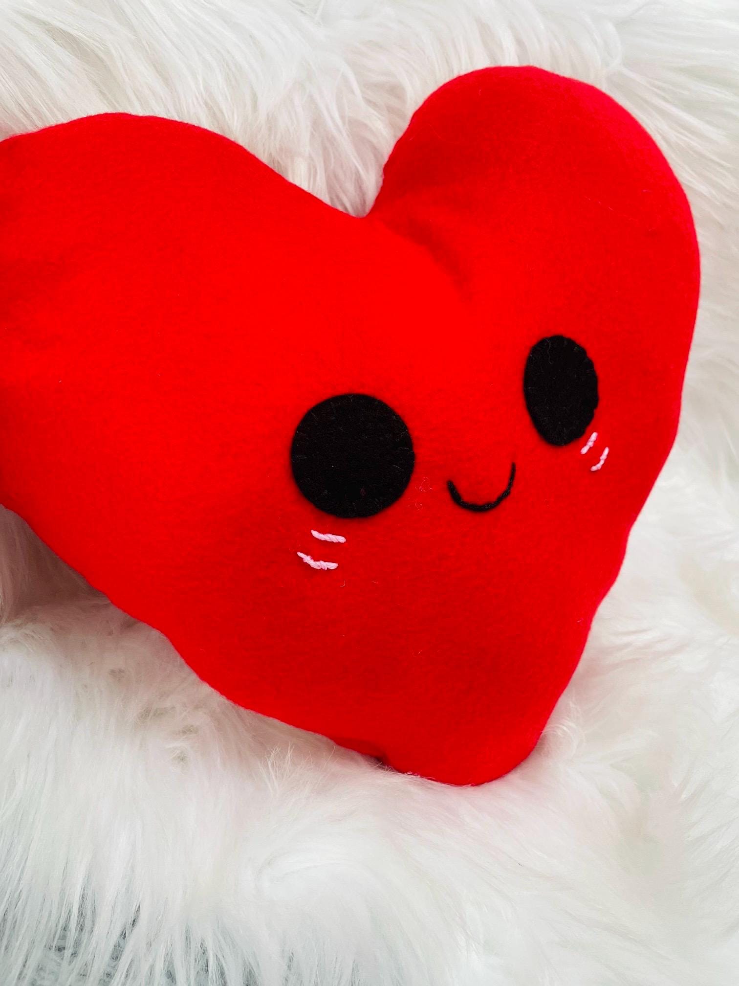 Red Felt Heart Cushion: Kawaii Plush Pillow, Kids Room Decor - Etsy