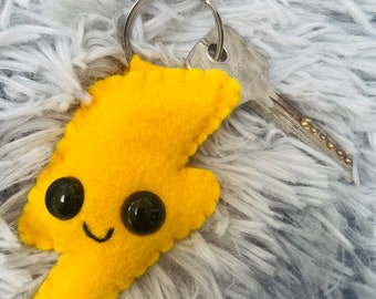 Plush Lightning Bolt keyring, Lightning gift, Lightning keychain, kawaii gift, Cute Lightning storm gift, plush keychain, Survivor Gift