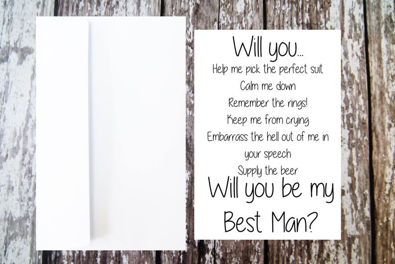 Will you be my Best Man Card, Best Man Proposal, Funny Best Man card, Best Man Ask, Best Man Duties, Best Man Questions, Card for Best Man image 1