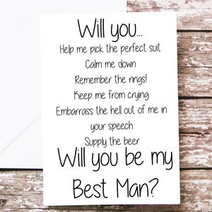 Will you be my Best Man Card, Best Man Proposal, Funny Best Man card, Best Man Ask, Best Man Duties, Best Man Questions, Card for Best Man image 7