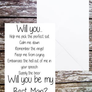Will you be my Best Man Card, Best Man Proposal, Funny Best Man card, Best Man Ask, Best Man Duties, Best Man Questions, Card for Best Man image 6