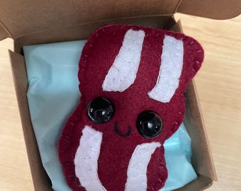 Mini plush Bacon, Bacon gift, kawaii letterbox gift, Bacon plushie, Hug in a box, Cute little Bacon, happy Bacon in a box, Pocket hug