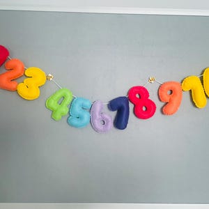Felt Number-line Banner: Colorful Mathematics Garland, Classroom Decoration, learning to count, pre-school banner, math club