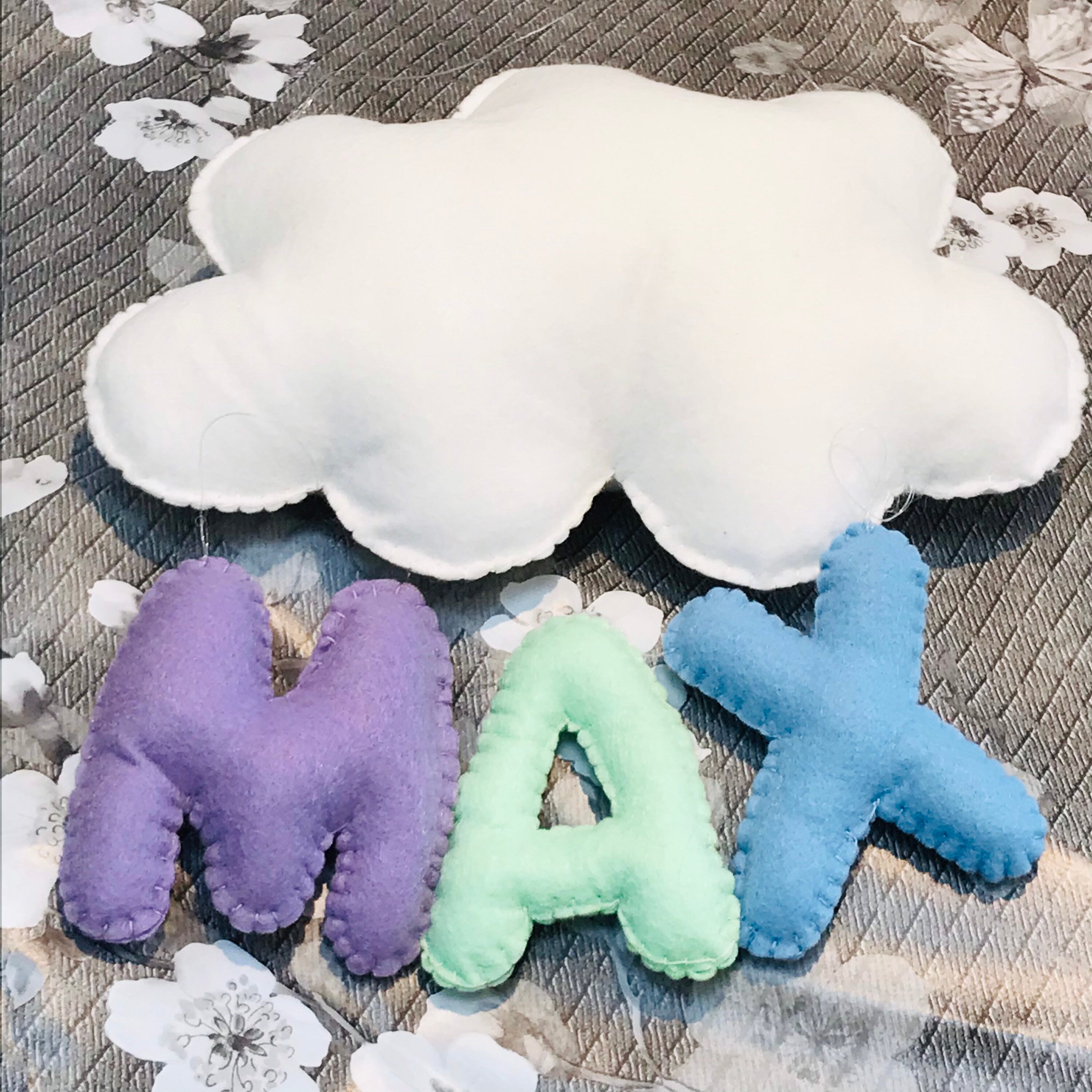 White Cloud Baby Wall Hanging with Personalised Name Baby Etsy