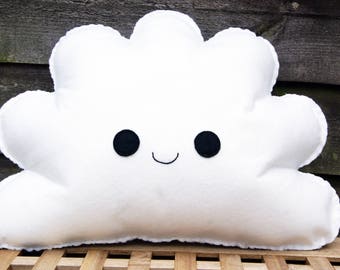 Happy White Cloud Cushion, White Cloud Pillow, Plush Cloud, Cloud Nursery, Child bedroom Decor, Baby nursery, happy decoration, cloud room