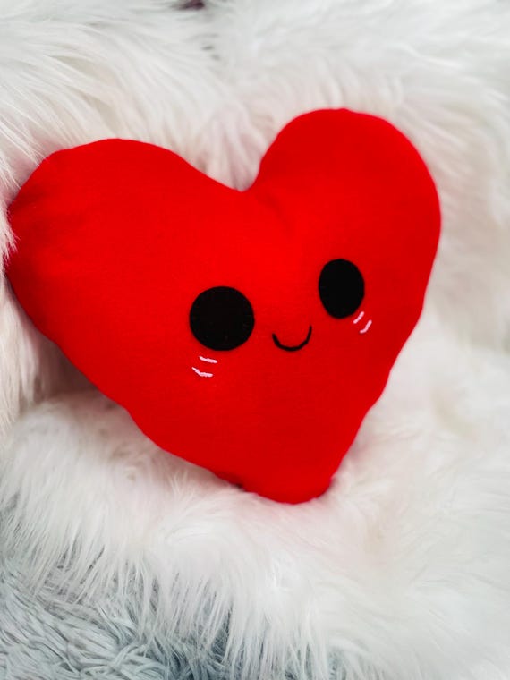Red Felt Heart Cushion: Kawaii Plush Pillow, Kids Room Decor - Etsy