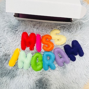 Choose your colours Teacher Surname Banner, Personalised Teacher Garland, Classroom Decor, Thank you Teacher, End of Year Gift, Teacher Gift