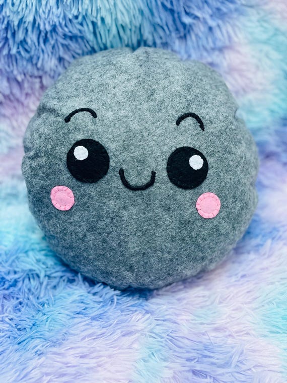 Hand-sewn Felt Moon Pillow: Kawaii Plushie, Kids Room Decor