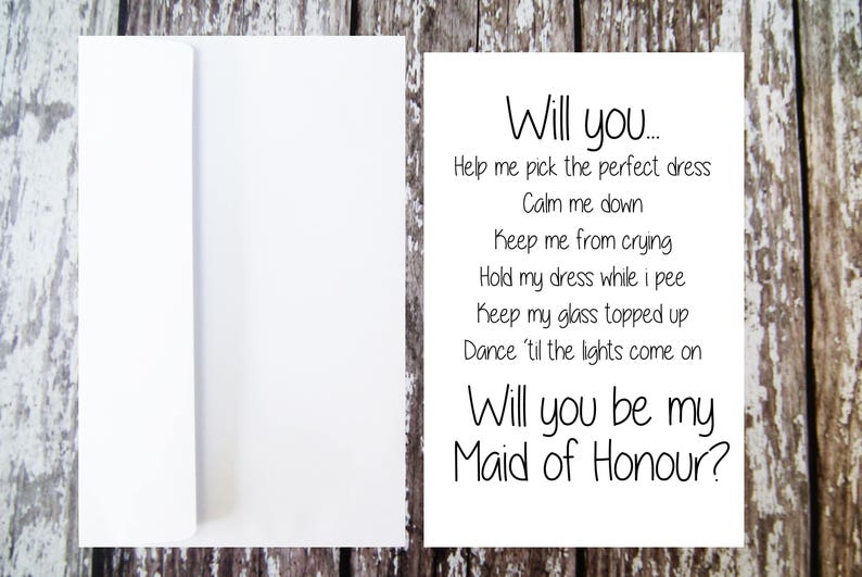 Will you be my Maid of Honour Card, Maid of Honour Proposal, Honour Duties, Funny Wedding Card, Maid of Honour Ask, Maid of Honour Questions image 1