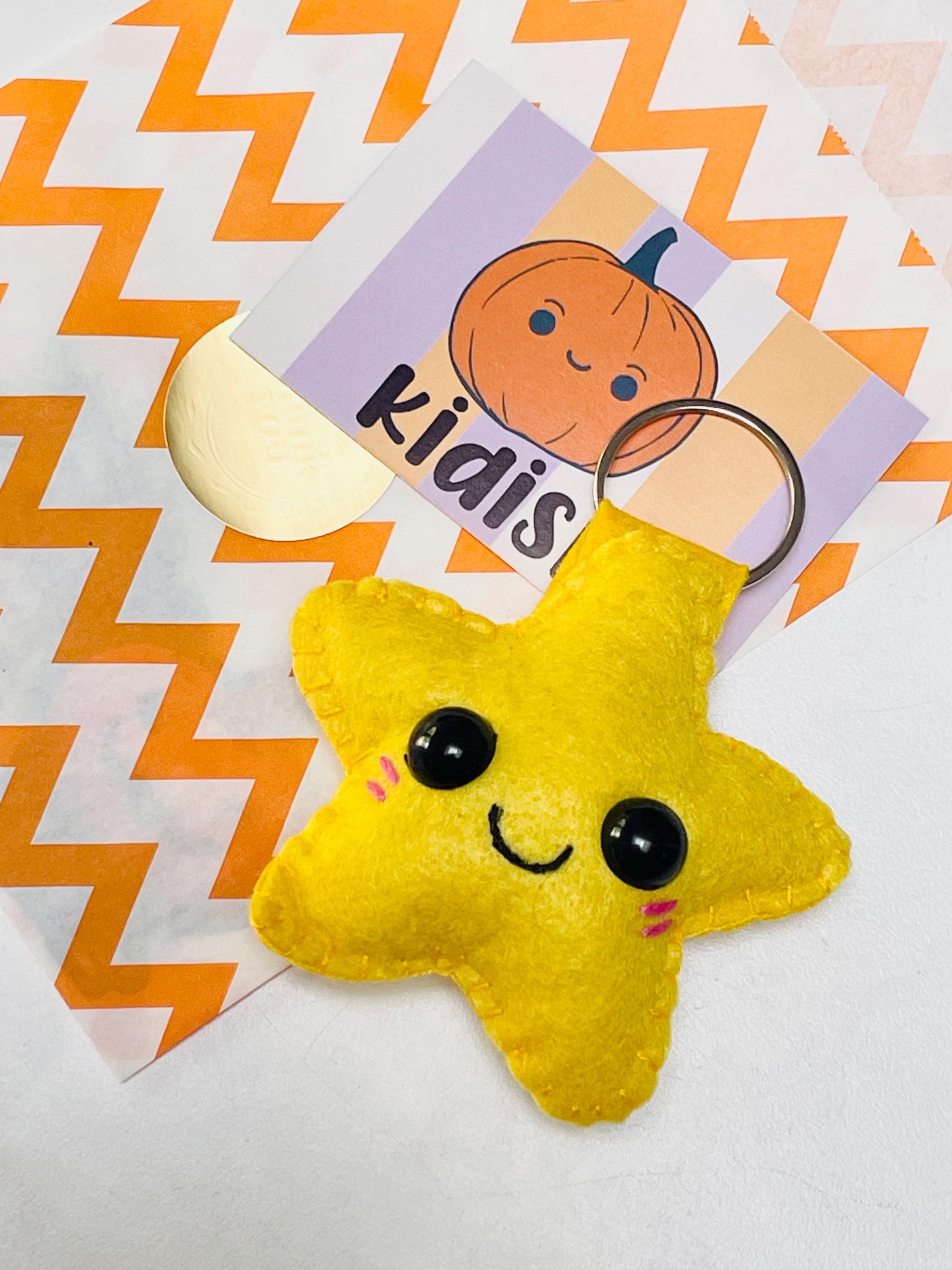 Plush Star Keyring: Handmade Felt Pocket Star, Congratulations