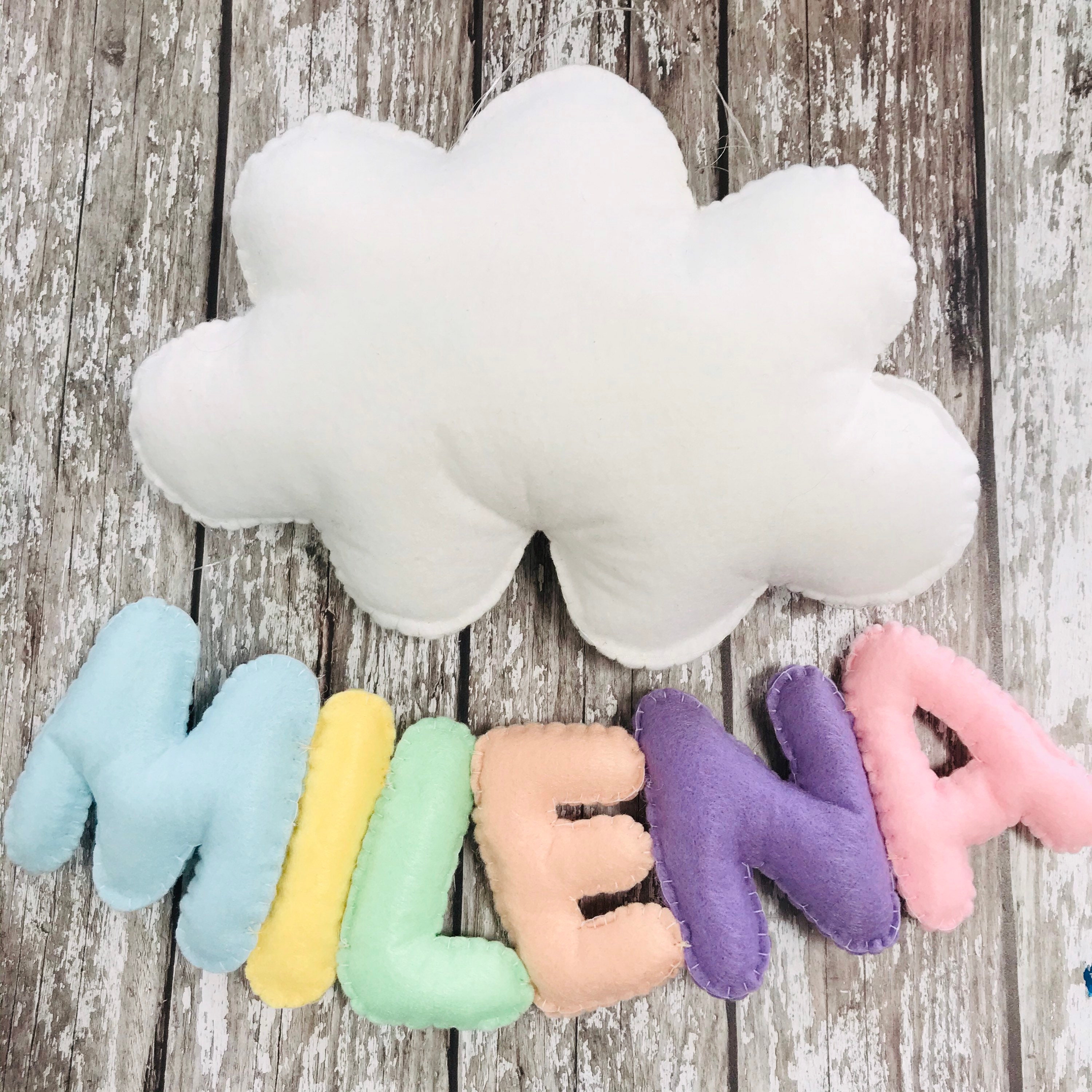 White Cloud Baby Wall Hanging with Personalised Name Baby Etsy