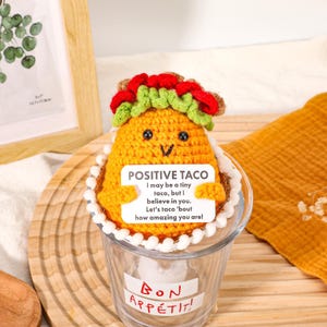 Soutien émotionnel Taco au crochet-100 % fait main-Décoration d'intérieur-Cadeau pour elle-Copains de bureau-Prêt à expédier-Cadeaux motivants mignons-Cadeau d'anniversaire