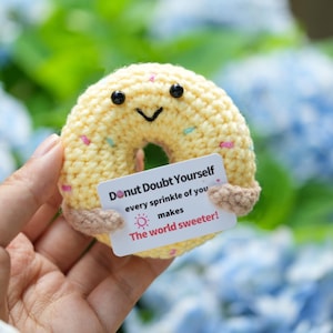 Emotionale Unterstützung Donut häkeln-100% Handarbeit-Wohnkultur-Geschenk für sie-Schreibtisch Dekor-Bereit zum Schiff-Motivation Geschenk-Geburtstag Geschenk-Lustiges Geschenk