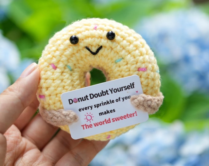 Emotional Support Donut Crochet-100% Handmade-Home Decor-Gift for her-Desk Decor-Ready to Ship-Motivational Gift-Birthday Gift-Funny Gift