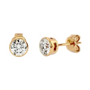 Bezel-Set Round 1-3 Carat Lab-Grown Diamond Stud Earrings Push Back