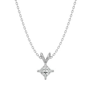 Princess Cut 1 Carat Lab-Grown Diamond Pendant with Elegant Bail and Necklace in 14k Gold