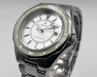 2012 Women’s Bulova Precisionist Winter Park White 96M123 Watch Smooth Seconds Hand