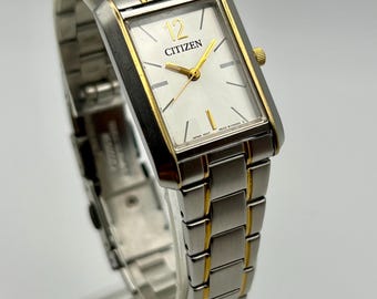 2002 Vintage Ladies Citizen 9633‑S070350 Quartz Tank – Two‑Tone Watch