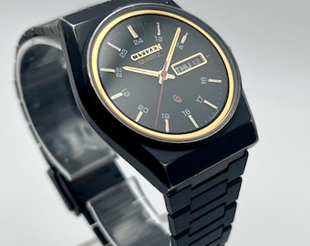 Vintage 1986 Mens Citizen CQ PVD 3801-899881SMK Quartz Watch