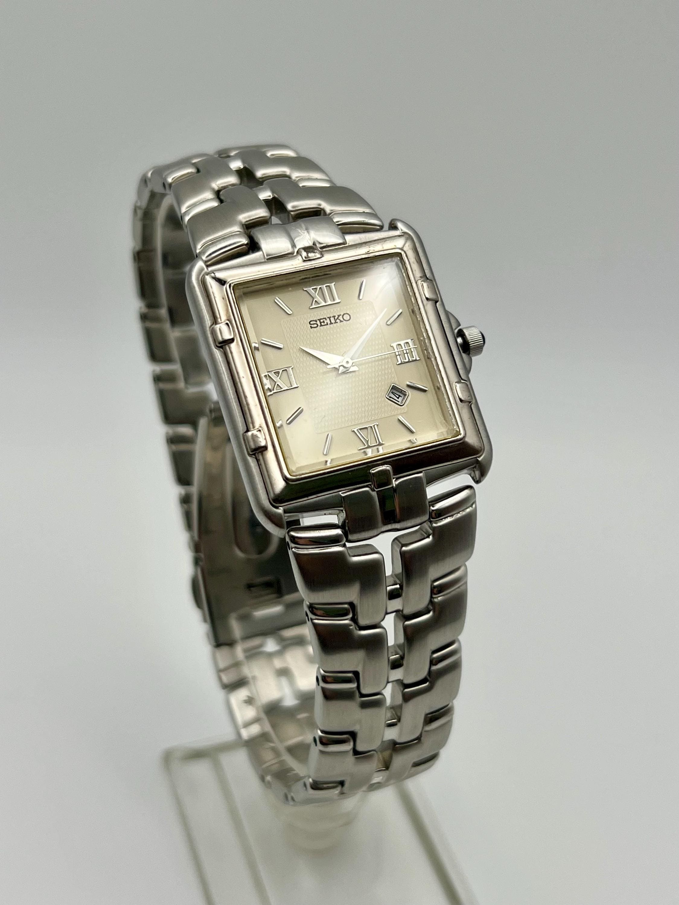 Vintage Seiko tank watch 腕時計 タンク Vintage Seiko Tank Gold Tone Quartz Tank Watch w/Bracelet Band for