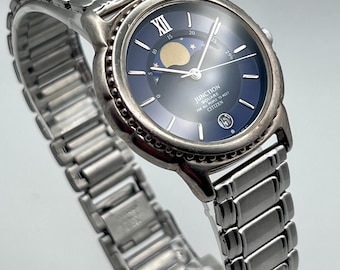 1993 Vintage Mens Citizen Junction Square Moon Phase 6185-K04905 Quartz - Very Rare Watch
