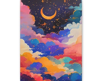 Canvaskunst Dromerige nachtelijke hemel: afdruk hemels maanlicht