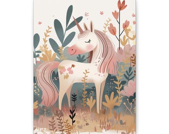 Lienzo de unicornios caprichosos: decoración para habitación infantil, arte mágico para la pared de la guardería