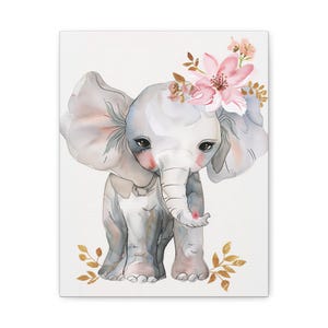 Elephant Wall Art, Cute Nursery Decor, Baby Shower Gift, Floral Print, Kids Room Art, Elephant Decor, Animal Art