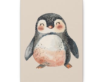 Whimsical Penguin Canvas Art, Nursery Wall Decor, Animal Print