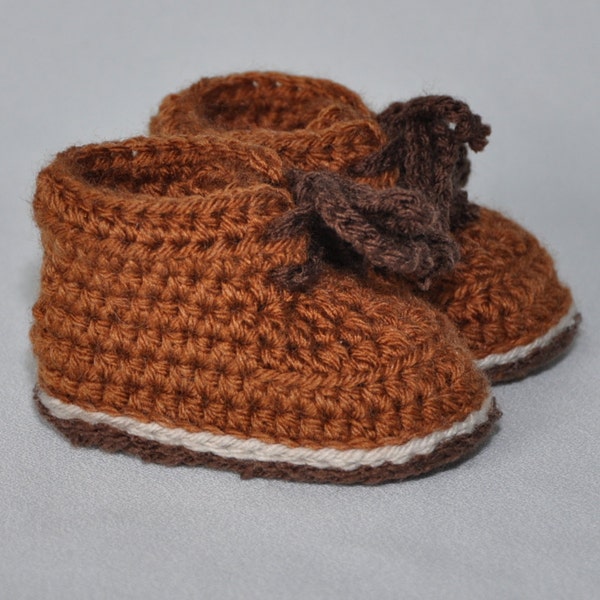 Crochet Baby Booties, Baby Hiking Boots, Tie Baby Booties