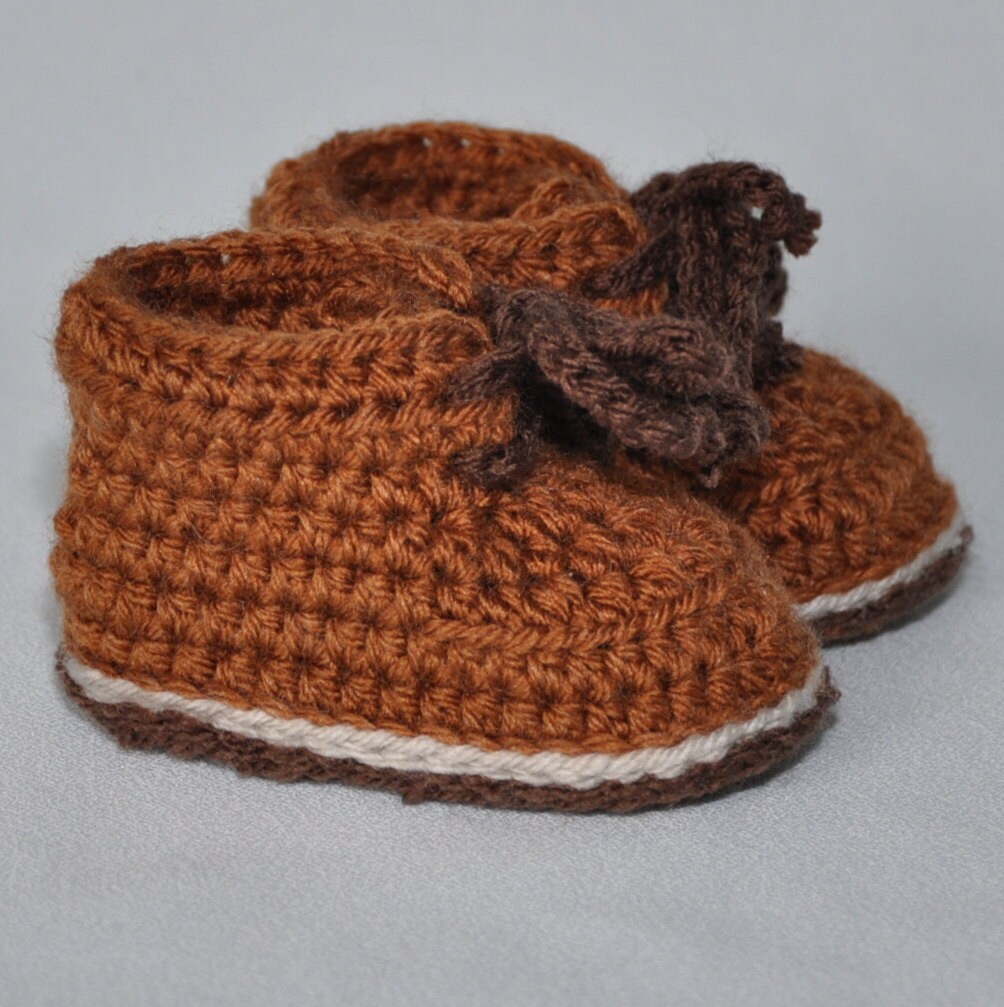 Crochet Baby Booties Baby Hiking Boots Tie Baby Booties Etsy