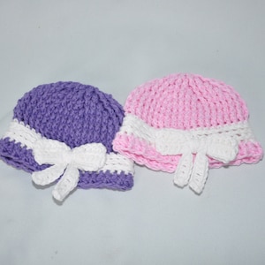 Cotton baby hat with bow, Infant hat, Photo Prop