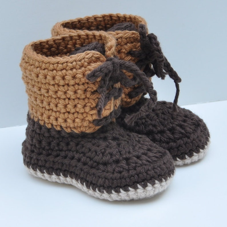 Baby Booties, Crochet Cotton Baby Boots, Winter Style Baby Boots image 3