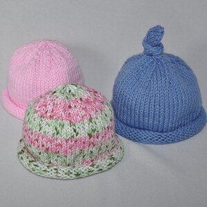 Rolled Brim Cotton Baby  Hat in, New Born, 0-3 months and 3-6 months