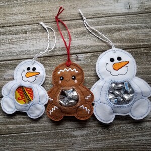 Christmas Treat Bag, Ornament, Gift Bag, Snowman Treat Bag, Gingerbread Man Treat Bag