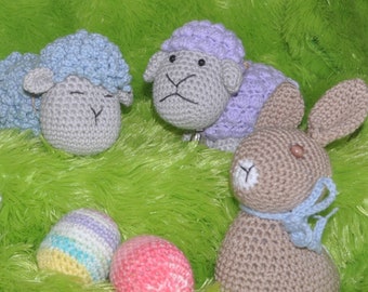 Amigurumi, Toys, Easter Home Décor,  Easter Bunny, Lamb, Nursery decorations, Amigurumi animals, Ready to Ship